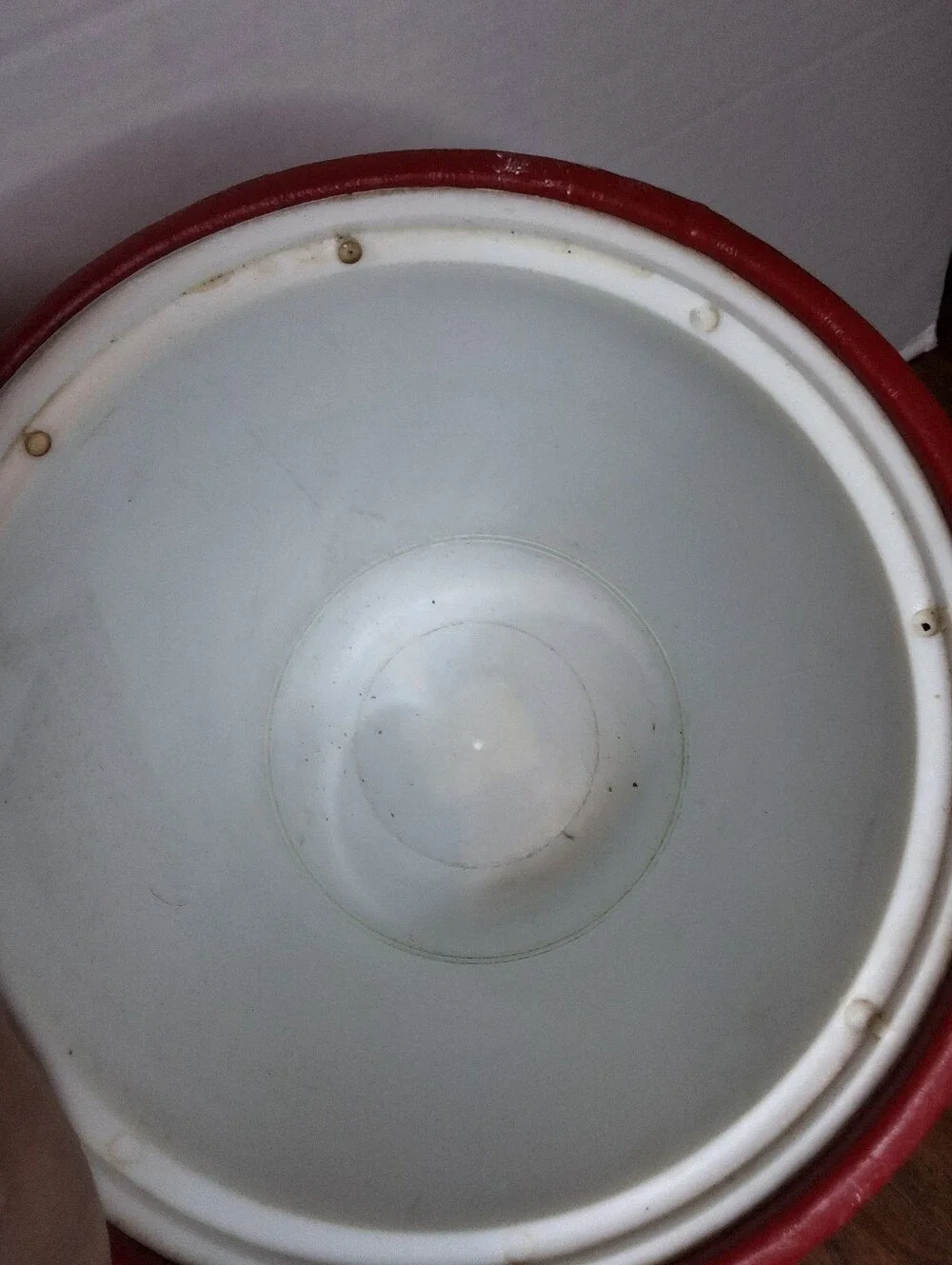 Vintage Georges Briard Red Vinyl Ice Bucket Gold Tone Handle Mid Century Barware